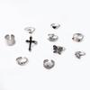New Exaggerated Oil Cross Frog Peacock Butterfly Crying Face Ring 10-piece Set