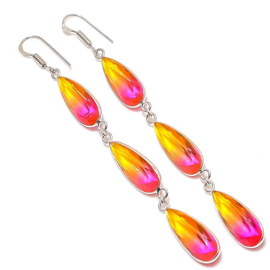 

Natural Bi-Color Tourmaline 925 Sterling Silver Jewelry Earring 3.66 e0P75