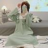 6535 Jacquard Cotton Pajamas - Women's Sweet Long-Sleeve Mid-Length Nightdress, Plus Size (Up To 220 Lbs) for Spring & Autumn