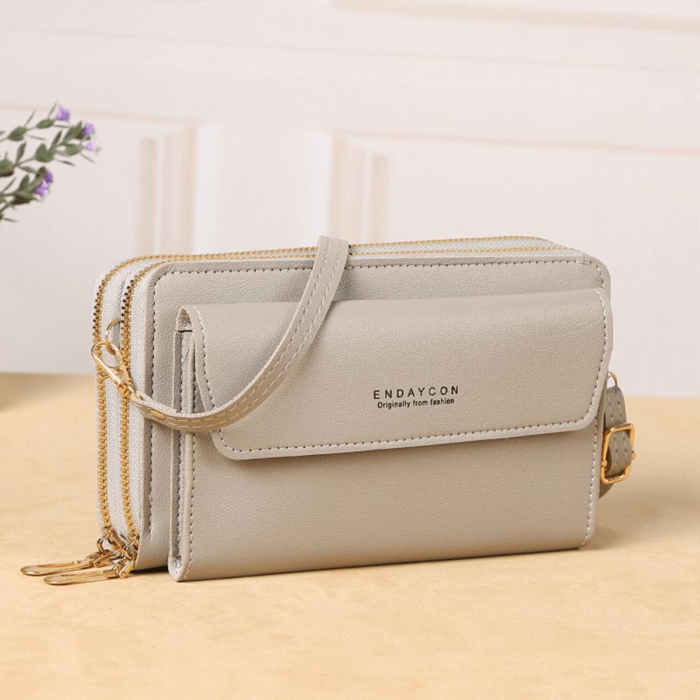 Women's crossbody bag, Korean style fashion single shoulder bag, versatile large capacity double zipper phone bag