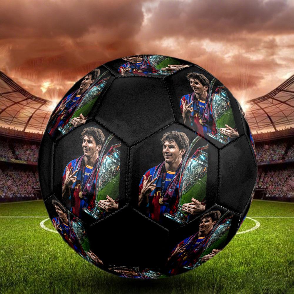 Messi Size 5 Soccer Ball, Machine-Stitched PVC, Durable & High Bounce, All Ages Fit, Fan Merchandise, Matches & Outdoor Use.