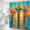 Strand mit drei Giraffenmustern Duschvorhang Waschbar Schmutzabweisend Duschkopf-wasserdicht Polyester Badvorhang