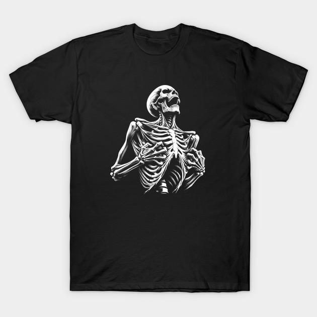 Men Black Print T-shirt 1990S Inspired Skeleton Graphic T-Shirt- Edgy Gothic Tee No-Cut Transfer Paper Print Cotton Tshirt XL чёрный