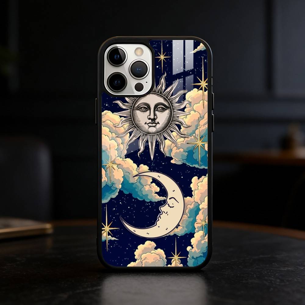 Retro Tarot Sun Moon Stars Phone Case For iPhone 17 16 15 14 13 12 Pro Max Plus for Mirror Wireless Magnetic Cover