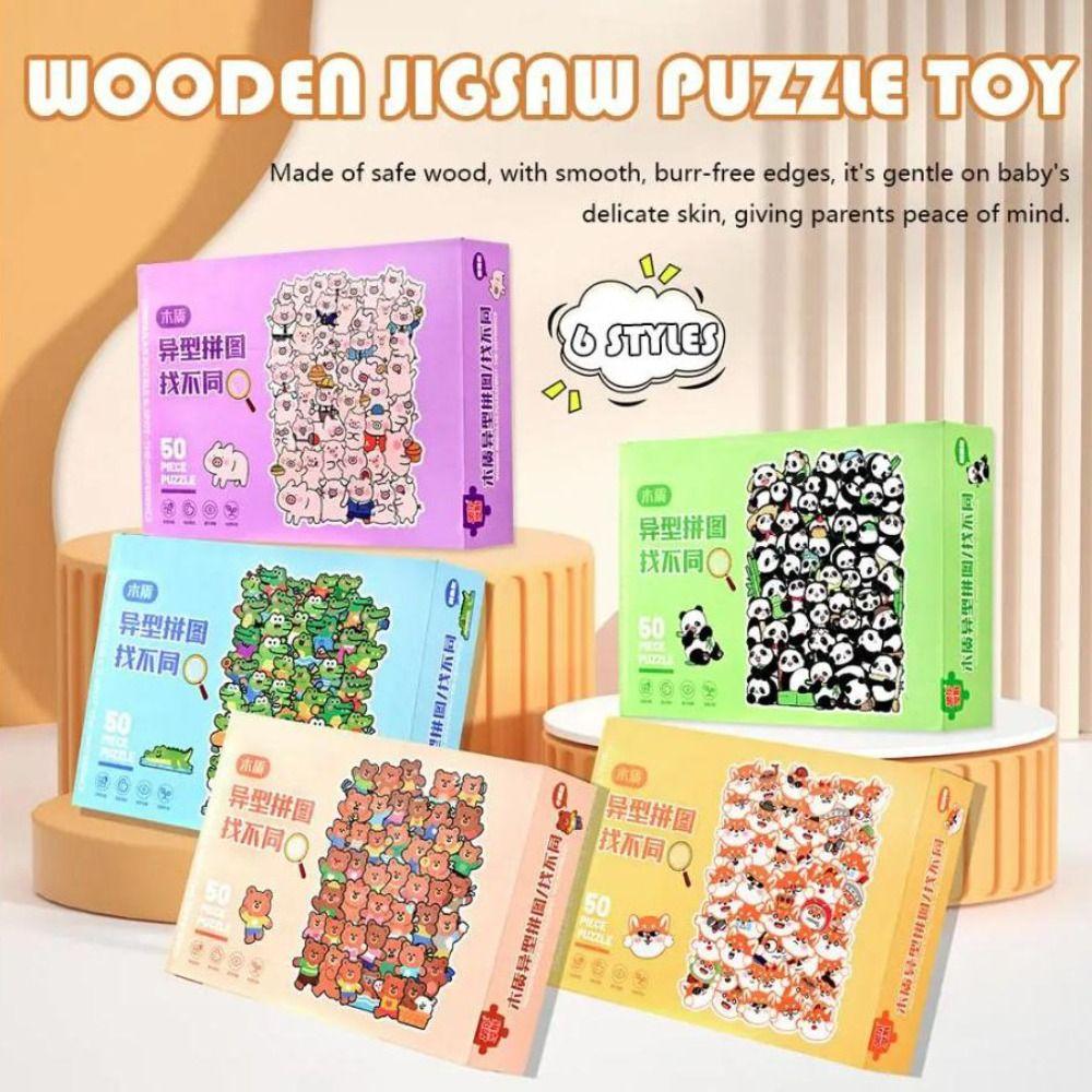 Quebra-cabeças de Madeira de Animais Gato Formato Irregular Quebra-cabeças em Forma de Animal Brinquedos Montessori