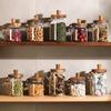 Glass Jars with Wood Lid and Spoon Food Storage Container Spice Jars Tea Coffee Sugar Storage Jars Canister Kitchen Organizer