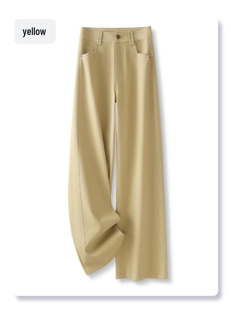 2025 Women's Pink High-Waist Wide-Leg Jeans: Slimming Spring Style for Pear-Shaped Bodies