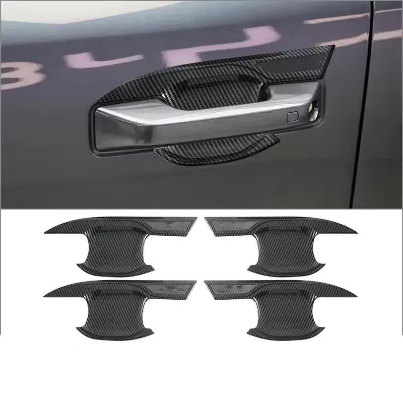 For BYD SHARK 2024 2025 2026 RHD ABS Chrome Carbon Black Door Handle Cover Door Bowl Frame Trims Sticker Car Styling Accessories