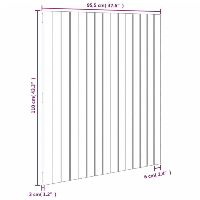 824933 vidaXL Wall-mounted Headboard 95.5x3x110 Cm Solid Pine Wood