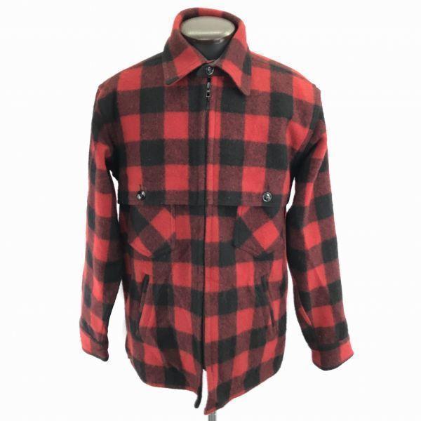 

USED/Johnson Woolen Mills/Wool Jacket/M/Red×Black/Buffalo Check/Mackinaw Cruiser