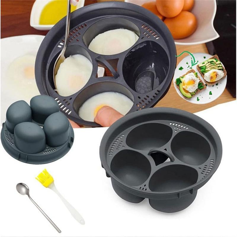 4 Grid Egg Holder, High-Temperature Resistant Silicone Egg Cooker for Home Kitchen  Ideal for Steaming Eggs for Family Breakfast