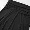 26004 - Stylish Low-Waist Pleated Irregular Black Midi Skirt