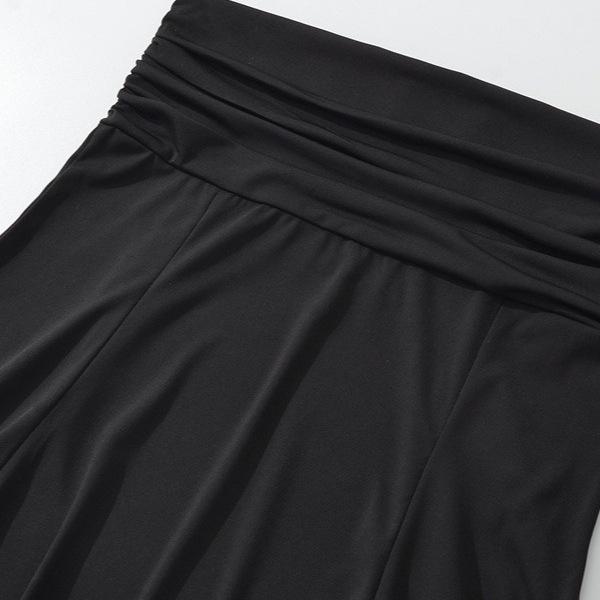 26004 - Stylish Low-Waist Pleated Irregular Black Midi Skirt