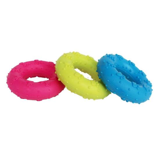 Pet Toy Donut Shape Interactive Throwing Catching Dog Toy Teeth Cleaning Massage Bumps Footprint Texture Bite-Resistant Pet Dog Chew