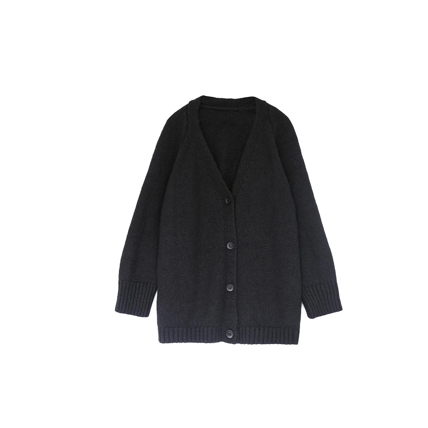 

Женский приталенный свитер большого размера с V-образным вырезом - Весна 2026 Корейский стиль Мода 2XL (for 160-200 kg) чёрный