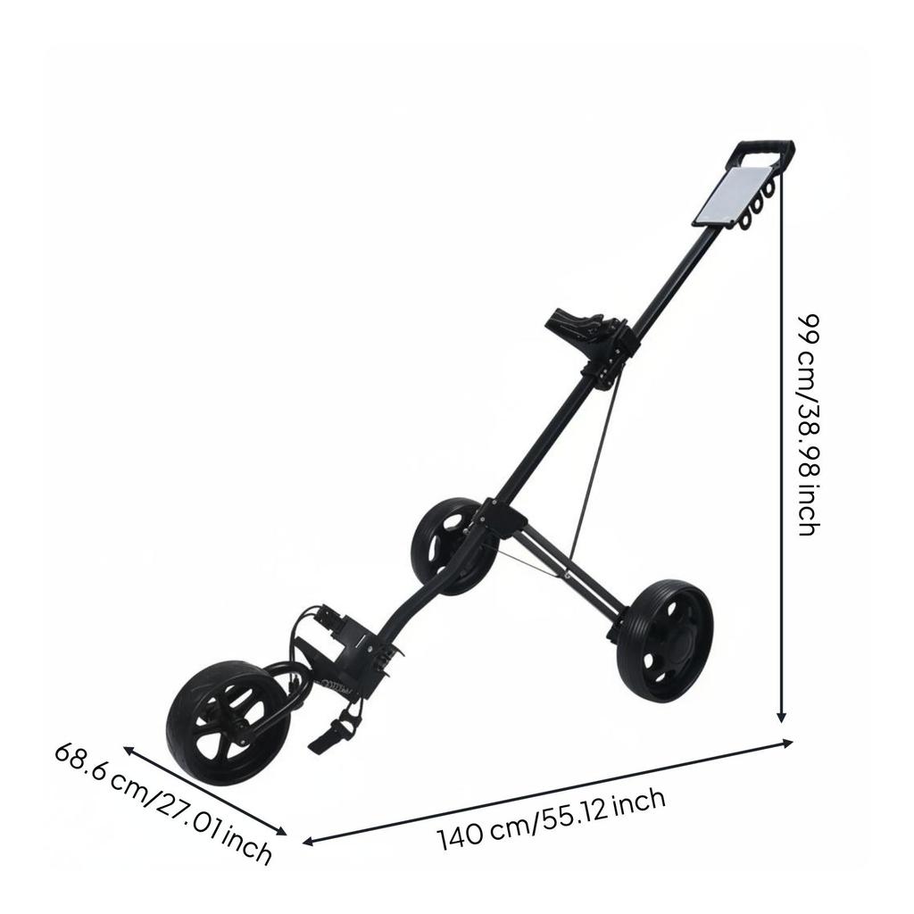 3 Wheel Golf Push Vehicle Compact Aluminum Trolley for Practice Range