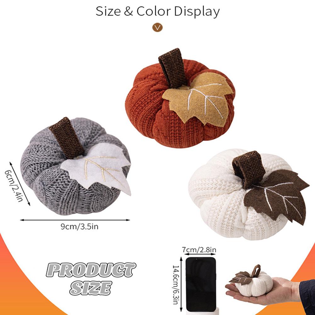 Faux Fall Decorative Crochet Pumpkins Handmade Knit Pumpkin For Thanksgiving Halloween Harvest Mantel Table Decor