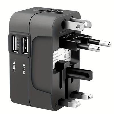 1 Reiseladegerät mit zwei USB-Ladeanschlüssen, 2 USB-Ladegeräte, All-in-One-Universal-Reiseladegerät, Wandladegerät, AC-Netzsteckeradapter