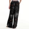 Ladies' Loose And Casual Halloween Printed Wide Leg Pants With Elastic Waistband Drawstring And Pocket Pants