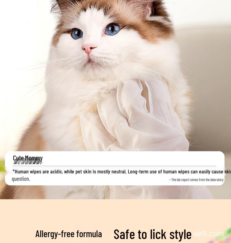 Pet No-Rinse Spa Gloves for Cats & Dogs - Pack of 50, Cleans, Decontaminates, and Smooths Fur