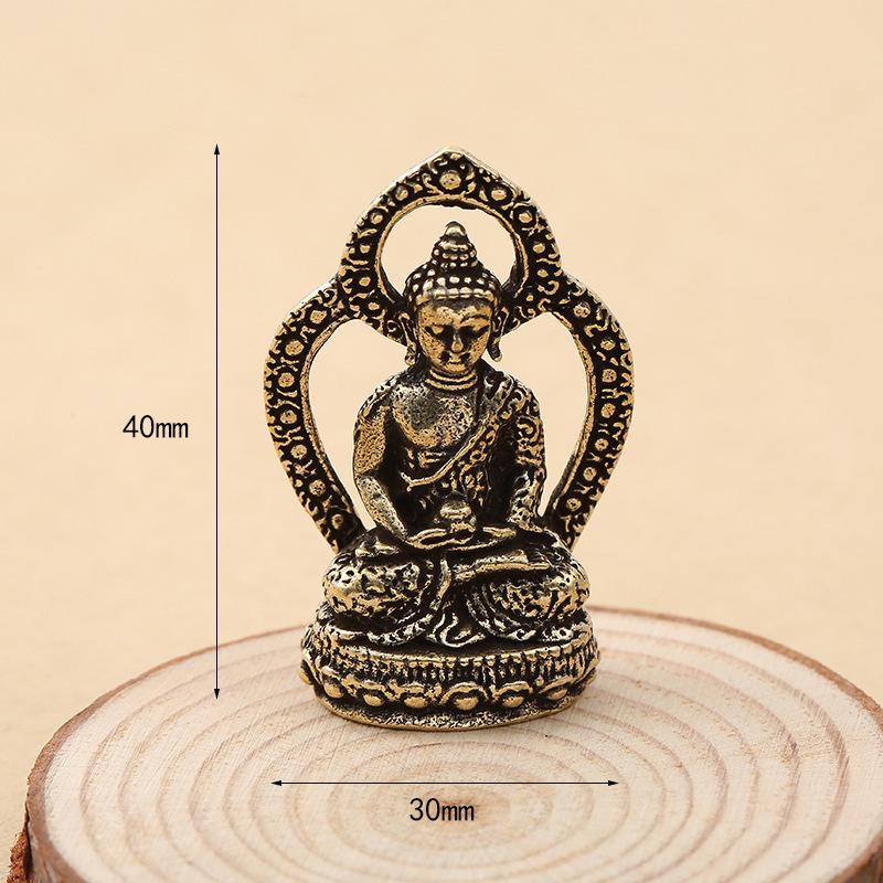 New retro brass ornament, car keychain pendant, Buddha statue safety pendant, handmade collection