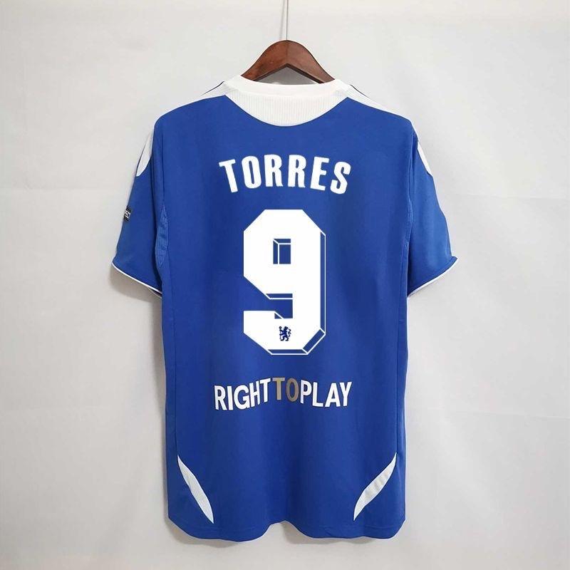 Maillot domicile bleu rétro Chelsea en gros N°. 9 Torres Non. 11 Drogba maillot de football classique pour adulte