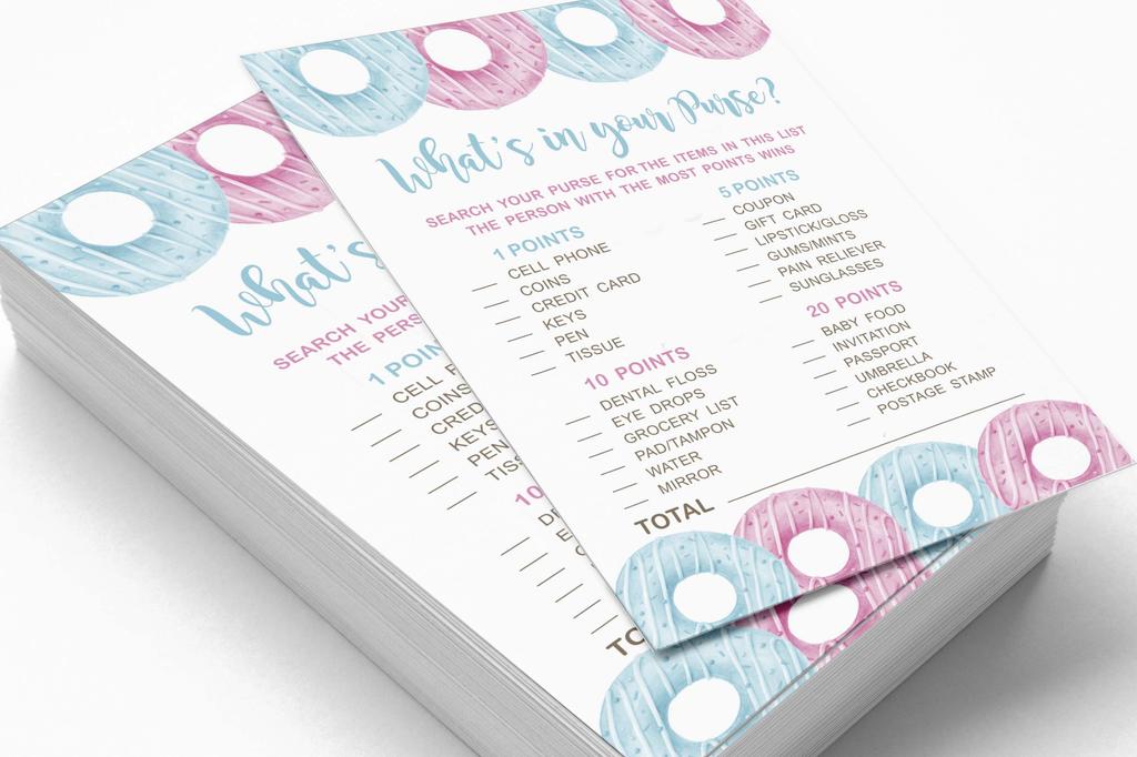 Inkdotpot Donuts Baby Shower Game Set Of 50 BabyA  AlphabetA  ABCA  Game He Or She Party