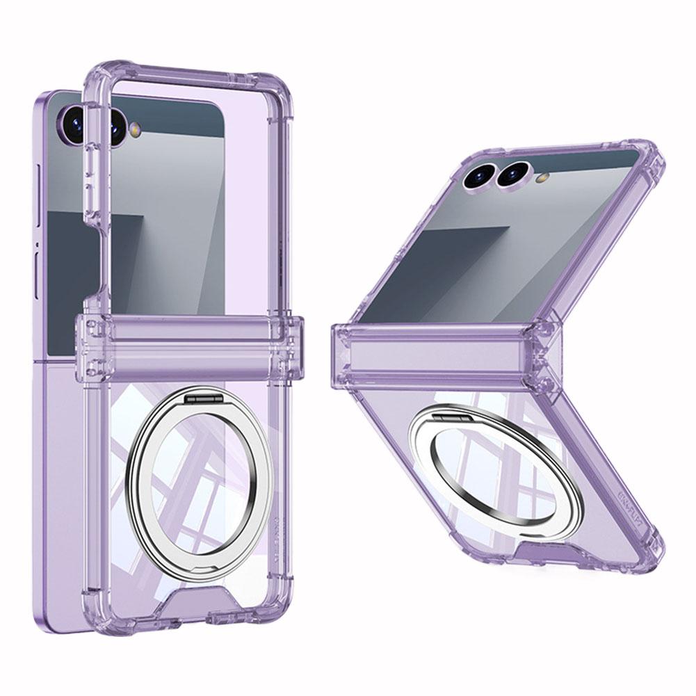 Silicone Airbag Bumper Soft Case For Samsung Galaxy Z Flip7 With Holder Hinge Cover Lens Protect Anti Drop Case