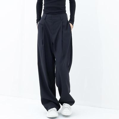 Fashion Vintage Solid Wide Leg Pants Summer Pleated Loose Y2k High Waist Straight Trousers Casual Streetwear Pants