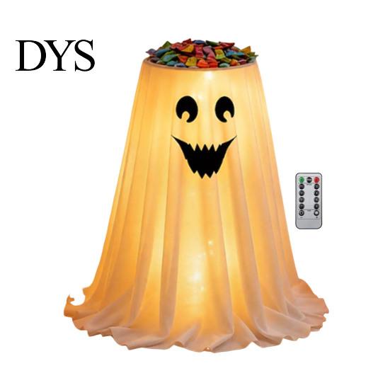 Scary Ghost Figurine for Party Halloween Candy Bowl Stand with Remote Control, Large LED Lighted Cute Holder Front Door Porch Outdoor Indoor