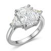 18K Gold Plated S925 Silver Emerald Cut Three Stone Moissanite Ring Triangle Side Stone Band Engagement Wedding Ring for Women