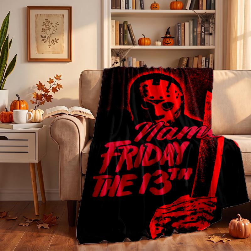 Friday the 13th Custom Flannel Blankets Soft Warm Cozy Throws for Home Decor Holiday Gifts
