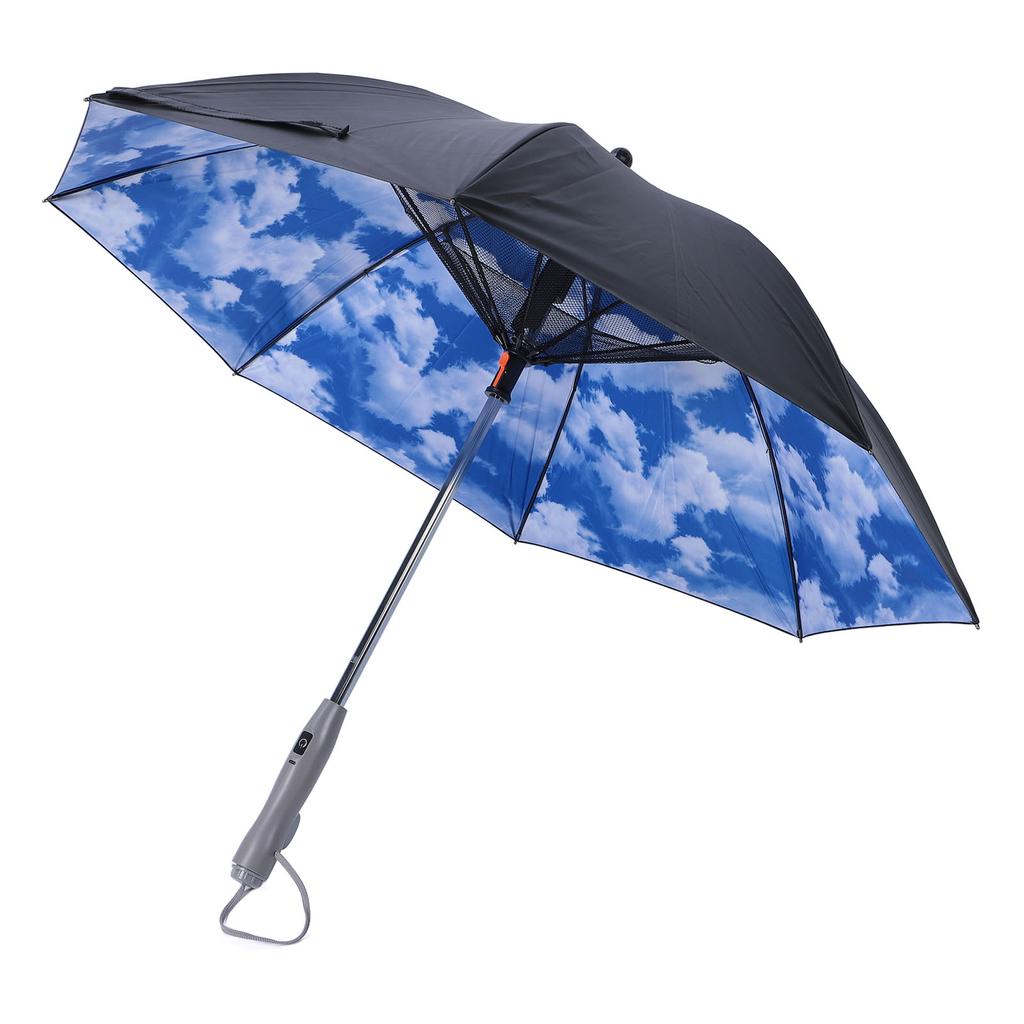 Sun Umbrella Built In Fan and Mister Spray 8 Ribs USB Rechargeable Windproof UV Umbrella for Summer