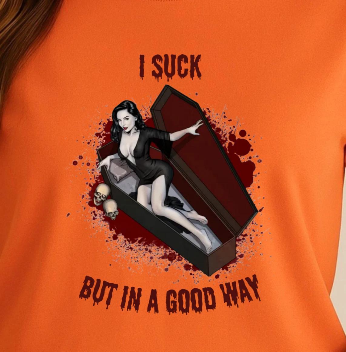 I Suck But In A Good Way Tee, Sexy Halloween Shirt, Funny Vampire Shirt S