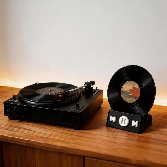 Creative 3D Printed Desktop Record Display Stand, Dual-Purpose CD & Vinyl Storage Organizer, Modern Home Table Decoration