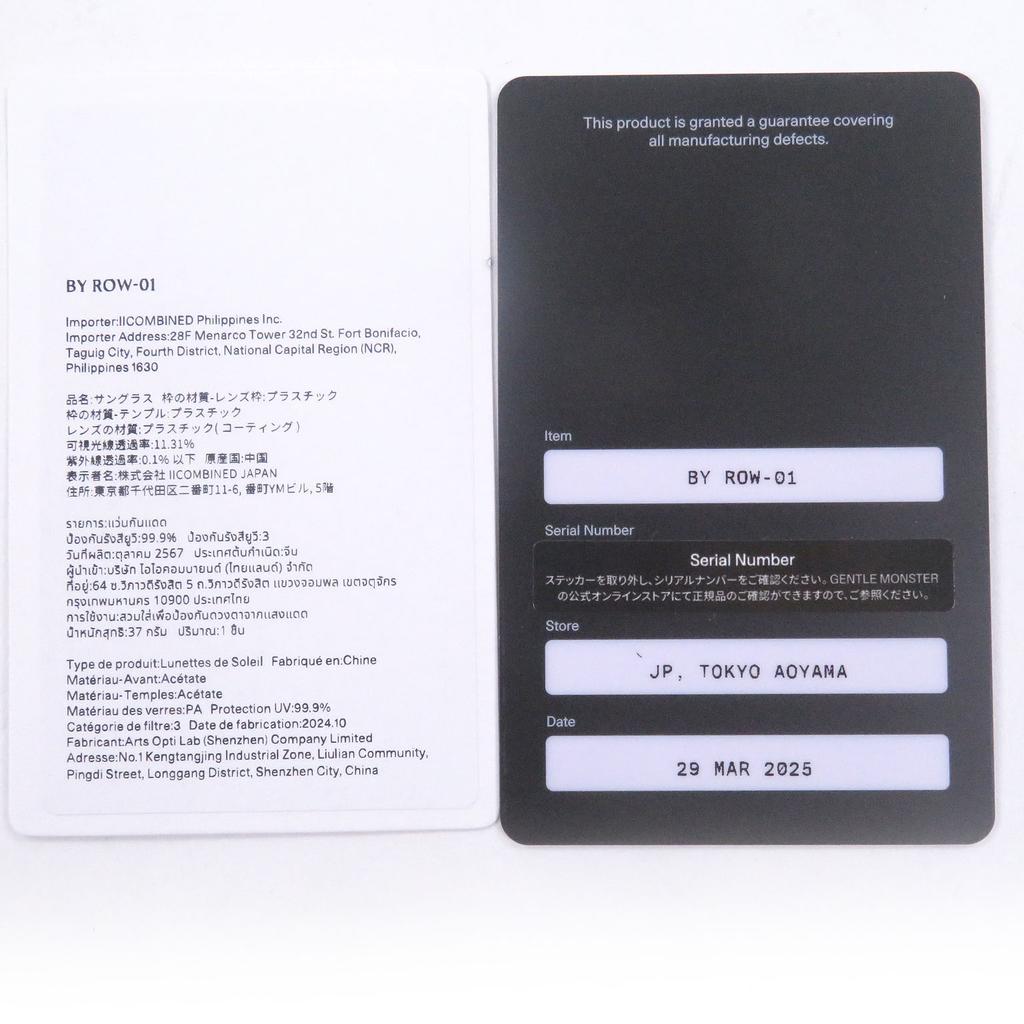 Excellent GENTLE MONSTER Sunglasses BY ROW Wellington Frame Black Used