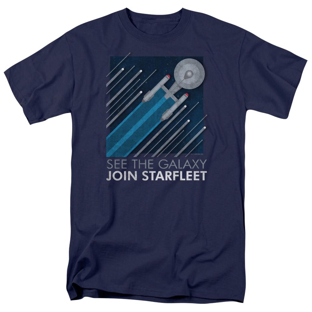 Star Trek Starfleet Recruitment Poster T Shirt Licensed Sci-Fi TV Tee Navy Blue XL