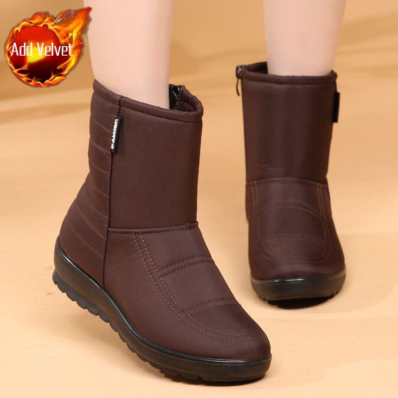 

Модные водонепроницаемые женские сноубутсы средней высоты на флисовой подкладке с круглым носком на платформе женская обувь дизайнерская роскошная трендовая 2025 обувь распродажа 41