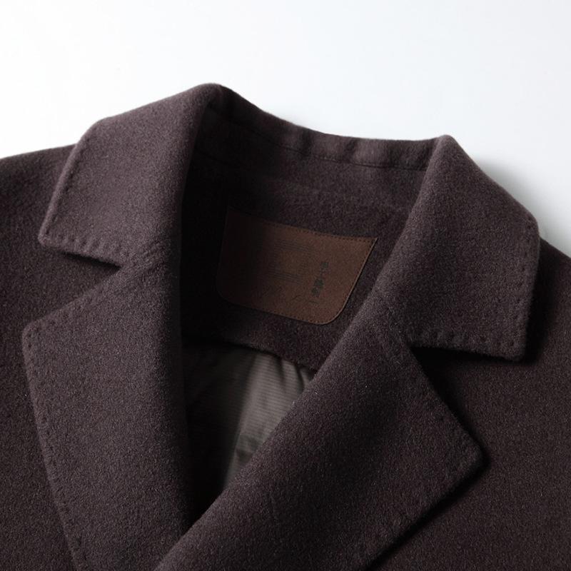 Пальто осенне-зимнее двубортное шерстяное пальто-тренчкот с подкладкой из гусиного пуха — фото 4