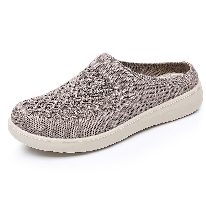 New summer women's shoes casual lazy shoes fashionable semi-drag breathable mesh surface thick sole one pedal versatile mother shoes