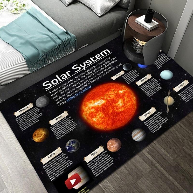 3D Solar System Children's Room Carpet Space Planet Carpet Children's Bedroom Anti-slip Mat Home Decoration Play Crawling Mat