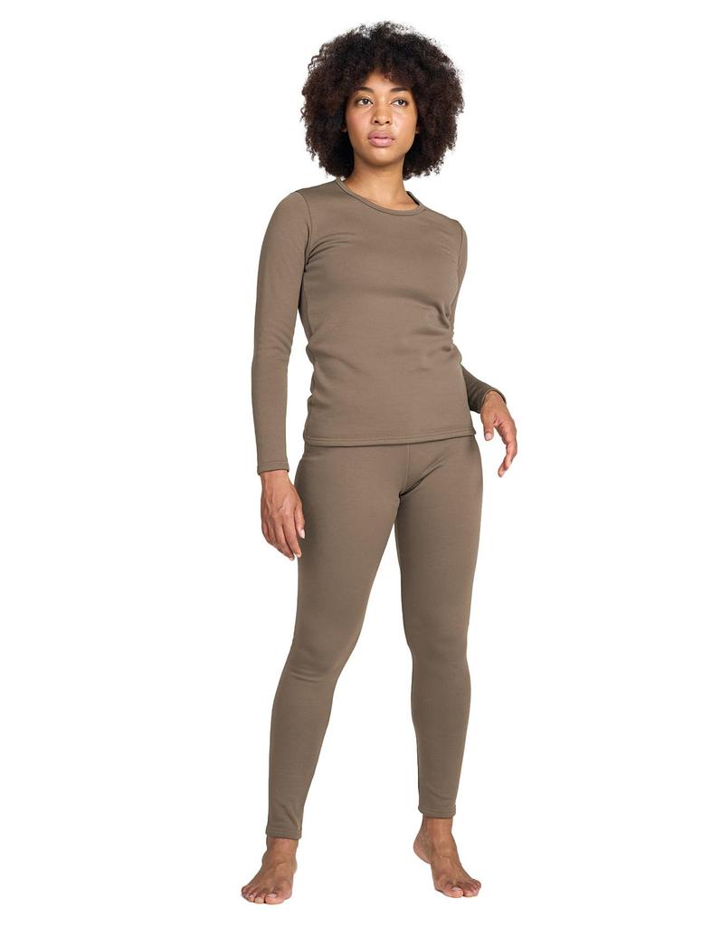 Warm Winter Top and Bottom Fleece Lining Light Extra Thick and Bottom Size (Lapasa) Women's Innerwear, Underwear, Set, [3. Brown, (Top Set), L]
