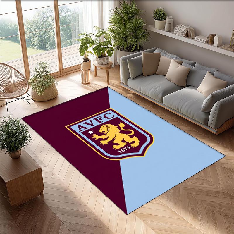 Tappeto in Velluto di Cristallo con Stampa Calcio Aston Villa, Comodo Assorbente d'Acqua Antiscivolo Tappeto per Pavimenti Interni