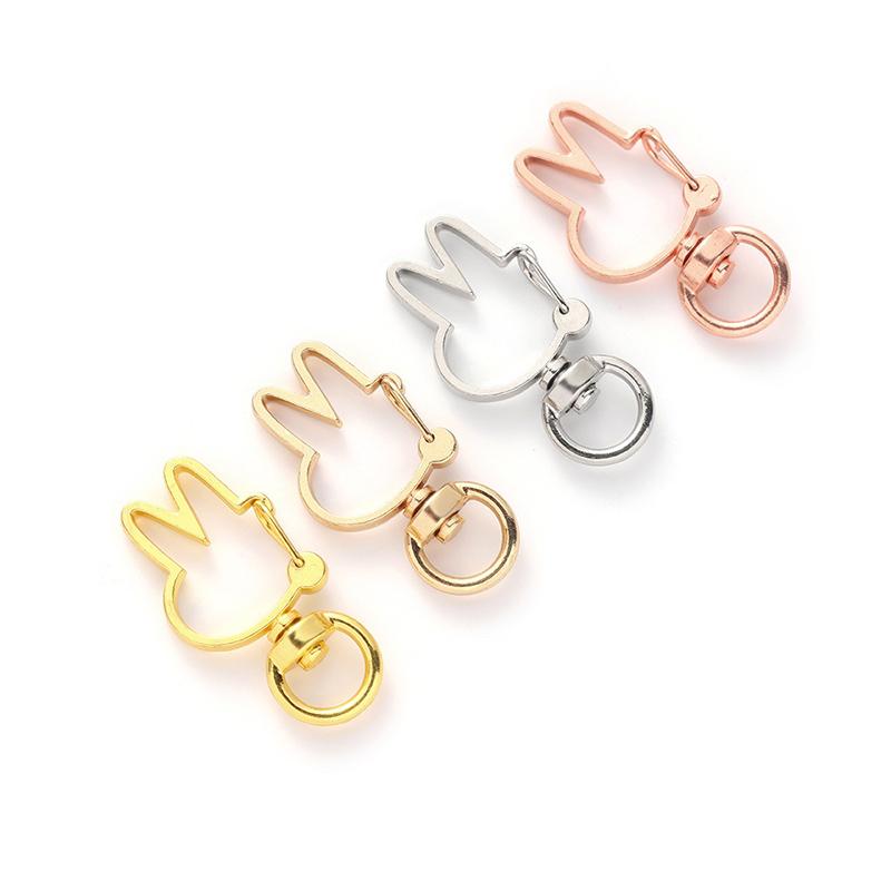 10Pcs Rabbit Hollow Key Chain Key Ring Keychain Diy Accessories Lobster Clasp