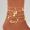 Vintage Gold Schmetterling Mehrschichtiges Knöchelkettchen Set Für Damen, Verstellbare Fußkette Beinarmband, Strand Mode Fußschmuck Geschenke