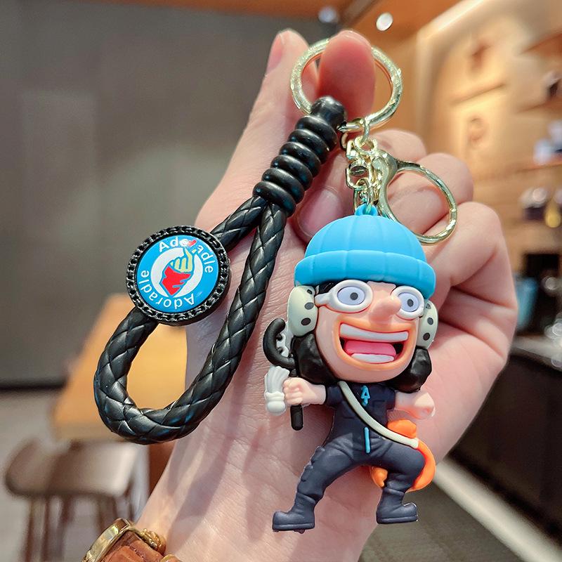 3D Anime Figurine Keychain: Luffy, Chopper & Usopp from One Piece