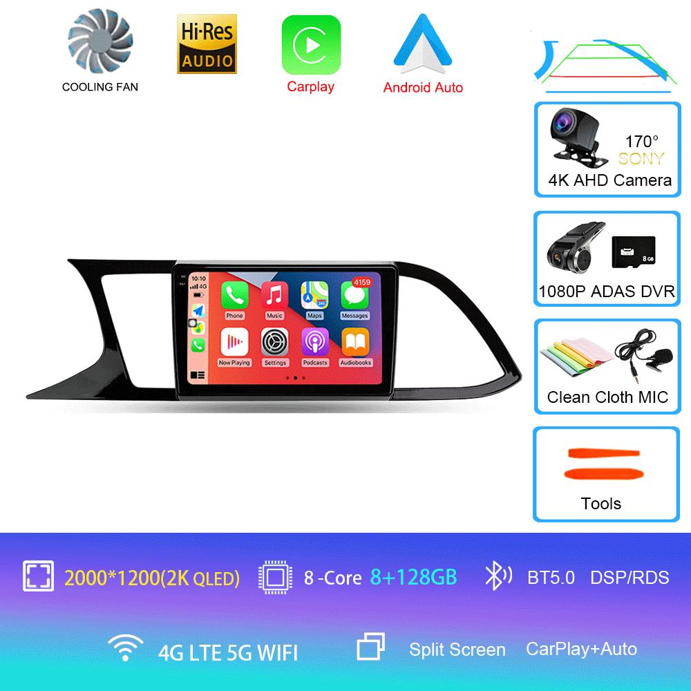 Radio Auto Android 14 Carplay Pentru Seat Leon 3 2012 2013 2014 2015 - 2020 Navigație GPS Player Multimedia stereo wifi+4G Auto BT