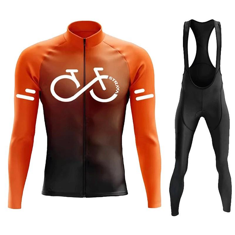 Unisex Cycling Jersey Set Long Sleeve Quick Dry Mountain Road Bike Apparel Sportswear