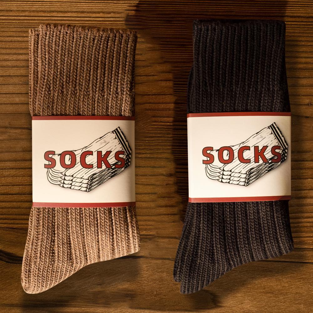 

[2 пары] Толстые носки с иголкой и ниткой для женщин на осень/зиму, средние и длинные хлопковые носки для мужчин One Size; 2 pairs верблюд/чёрный