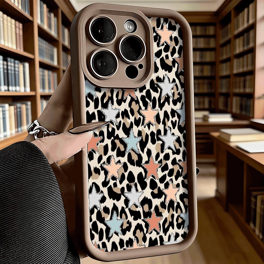 Leopard Print Star Pattern Shockproof Soft Phone Case For Xiaomi Redmi Note 15 14 13 12 11 10 9 8 Pro Anti-Slip Anti-Fall Cover